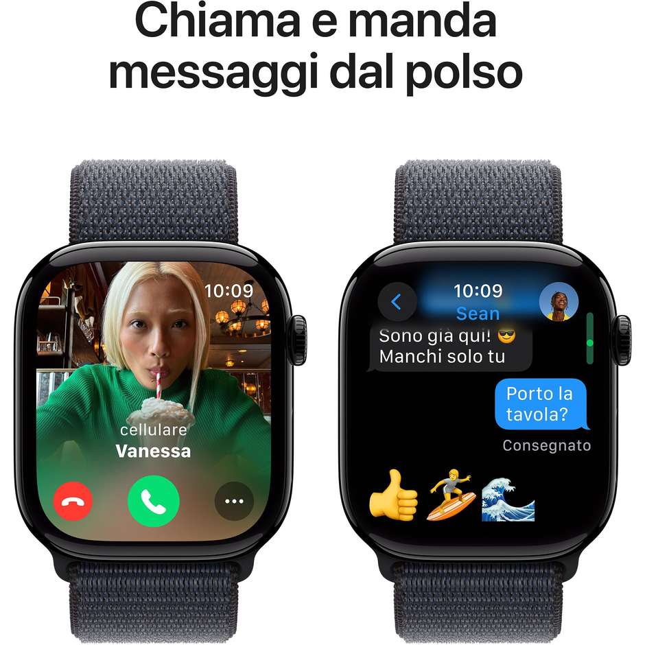 Apple Watch Series 10 GPS 46mm Cassa in Alluminio Wi-Fi Colore Nero con cinturino Sport Loop