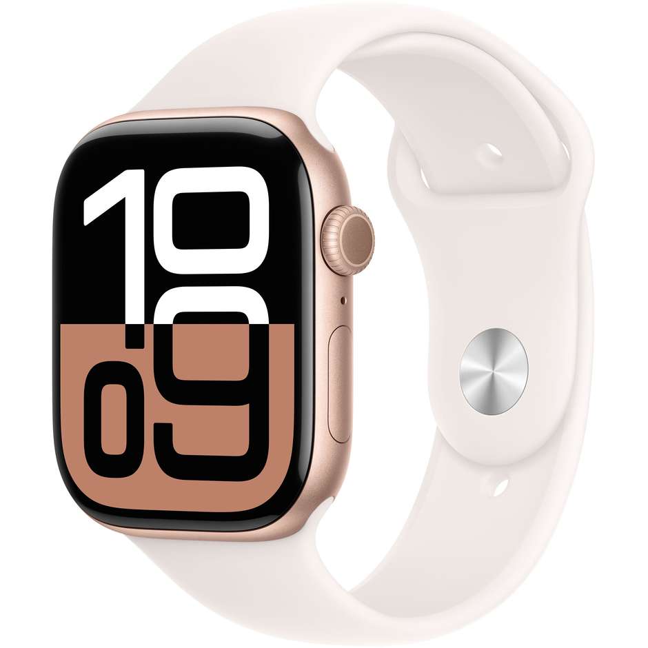Apple Watch Series 10 GPS 46mm Cassa in Alluminio Wi-Fi Colore Oro Rosa con cinturino  Light Blush Sport Band - M/L