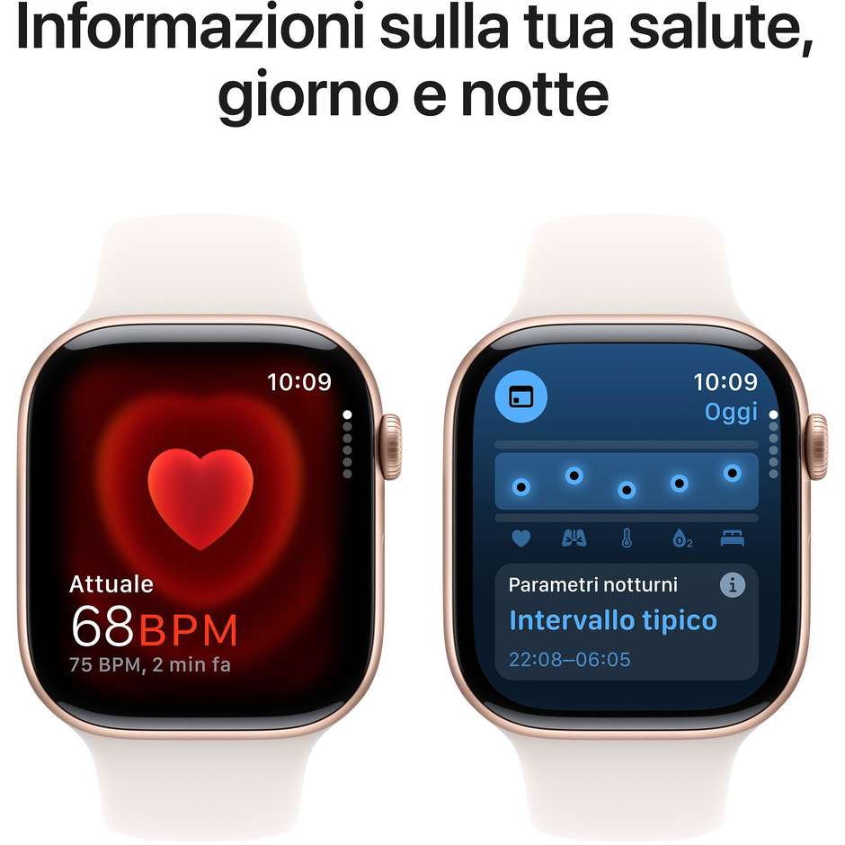 Apple Watch Series 10 GPS 46mm Cassa in Alluminio Wi-Fi Colore Oro Rosa con cinturino  Light Blush Sport Band - M/L