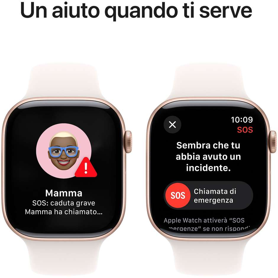 Apple Watch Series 10 GPS 46mm Cassa in Alluminio Wi-Fi Colore Oro Rosa con cinturino  Light Blush Sport Band - M/L