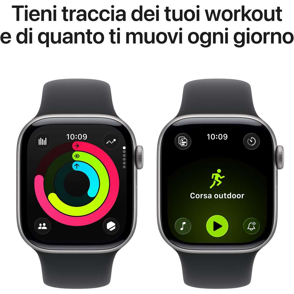 Apple Watch Series 11 GPS 42mm Cassa Alluminio Grigio Siderale con Sport Band Nero - S/M