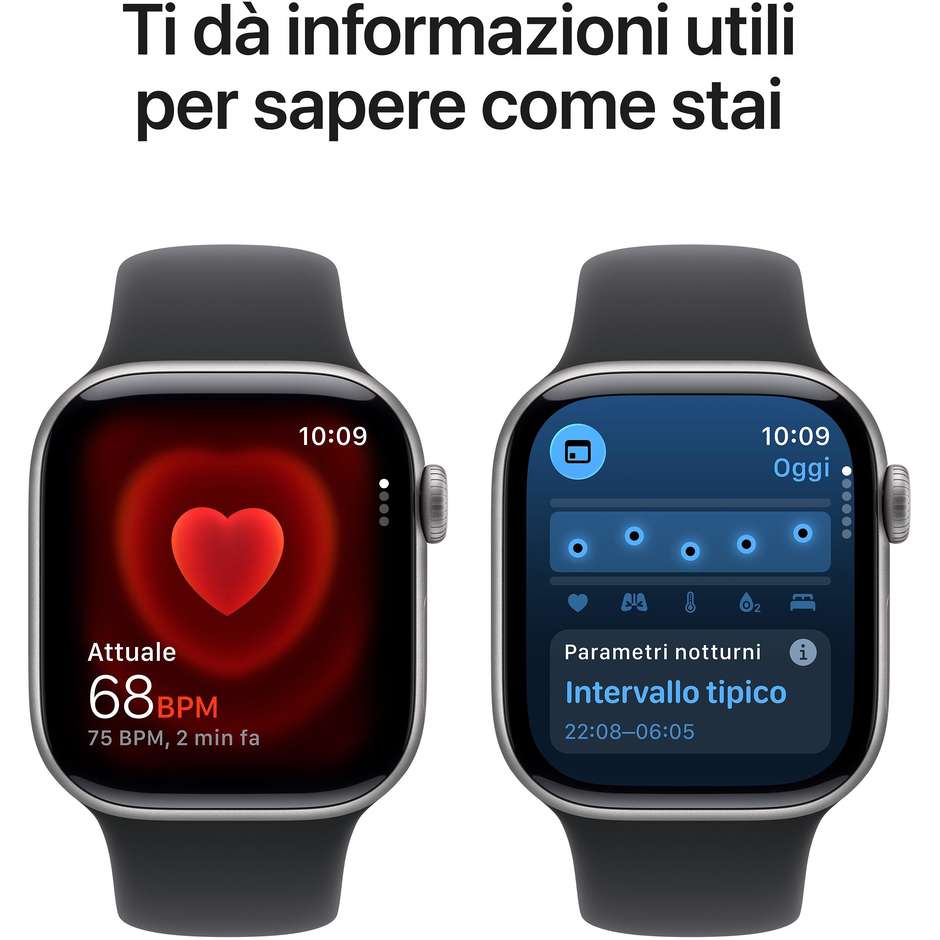 Apple Watch Series 11 GPS 42mm Cassa Alluminio Grigio Siderale con Sport Band Nero - S/M