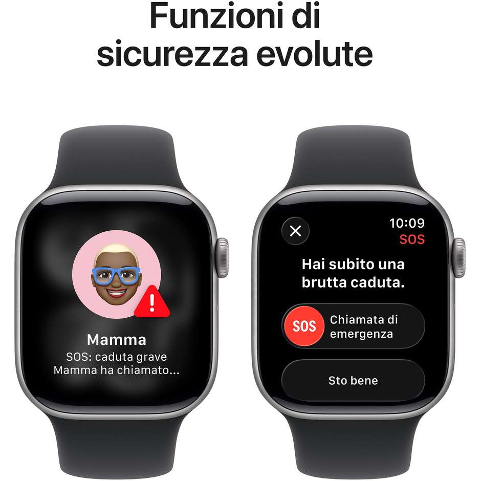 Apple Watch Series 11 GPS 42mm Cassa Alluminio Grigio Siderale con Sport Band Nero - S/M