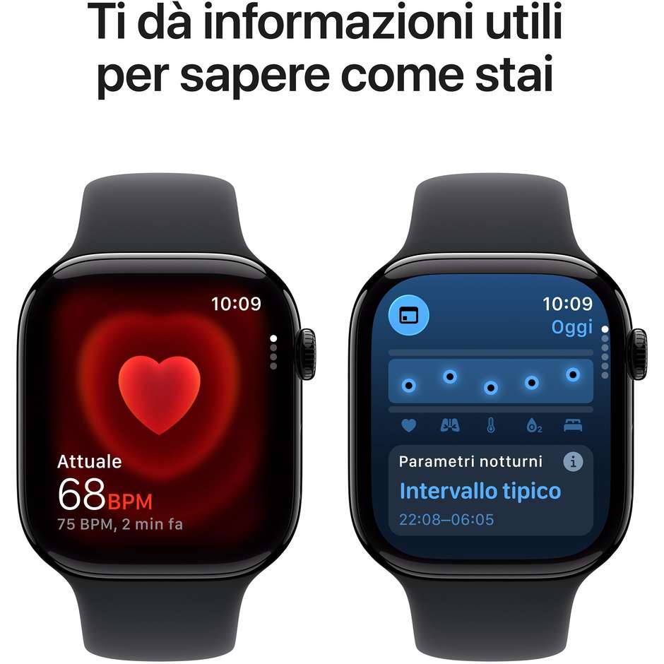 Apple Watch Series 11 GPS 46mm Cassa Alluminio Jet Black con Sport Band Nero - M/L