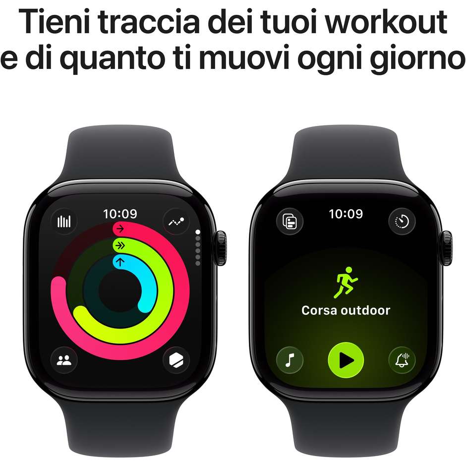 Apple Watch Series 11 GPS 46mm Cassa Alluminio Jet Black con Sport Band Nero - S/M
