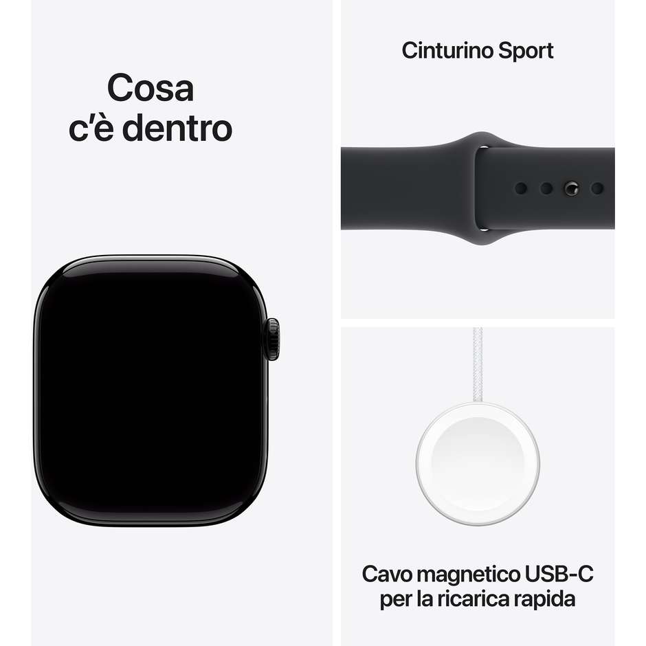 Apple Watch Series 11 GPS 46mm Cassa Alluminio Jet Black con Sport Band Nero - S/M