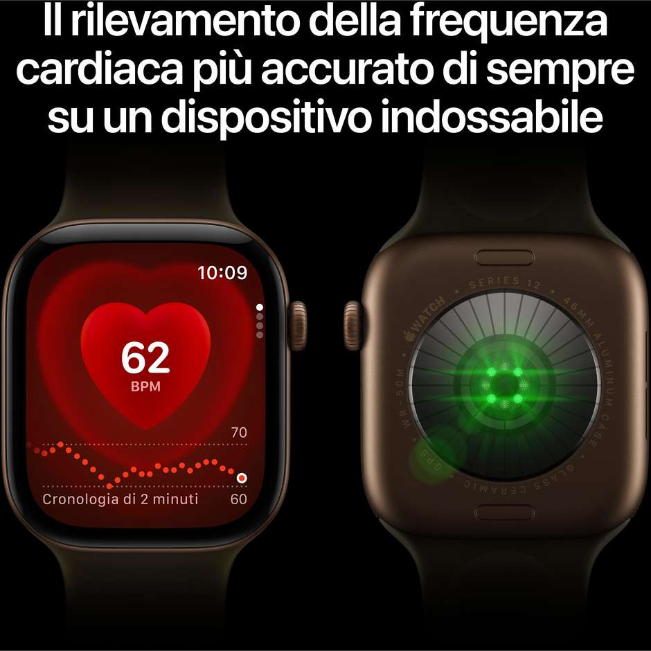 Apple Watch Series 12 GPS 42 mm alluminio nero con cinturino Sport nero S/M