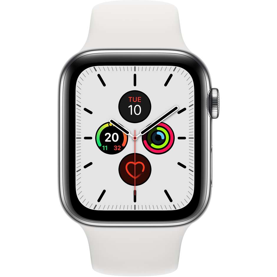Apple Watch Series 5 GPS + Cellular 44mm Cassa Alluminio Bianco con Cinturino Sport Bianco (MWWF2TY/A)