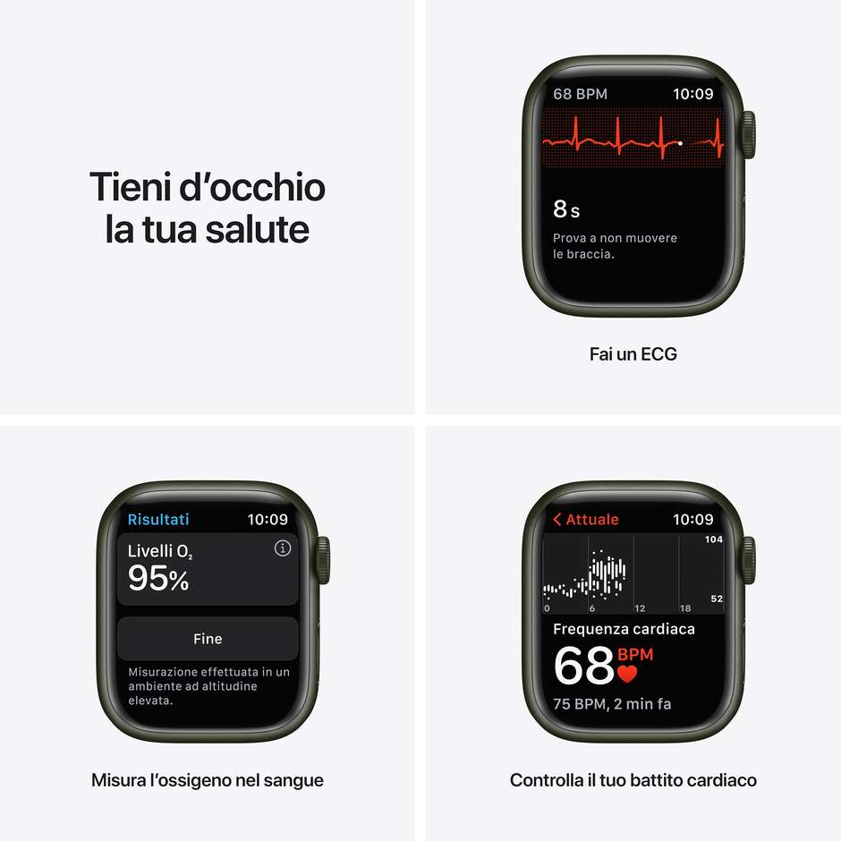 Apple Watch Series 7 GPS 41mm Cassa Alluminio Verde con Cinturino Sport Verde