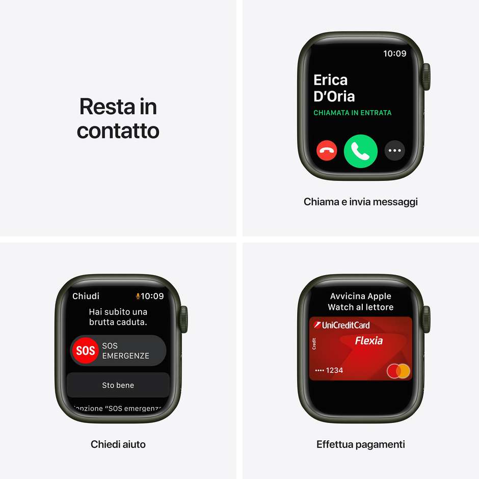 Apple Watch Series 7 GPS 41mm Cassa Alluminio Verde con Cinturino Sport Verde