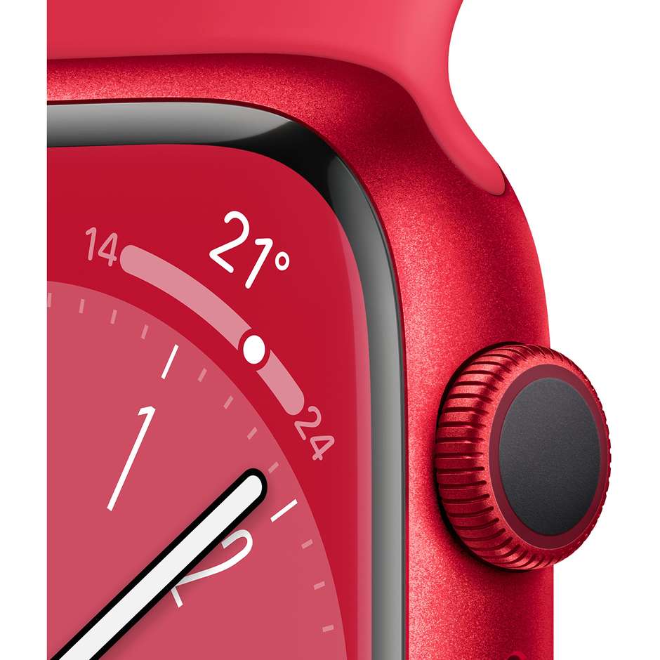 Apple Watch Series 8 GPS 41mm Cassa Alluminio (PRODUCT)RED con Cinturino Sport Rosso (MNP73TY/A)
