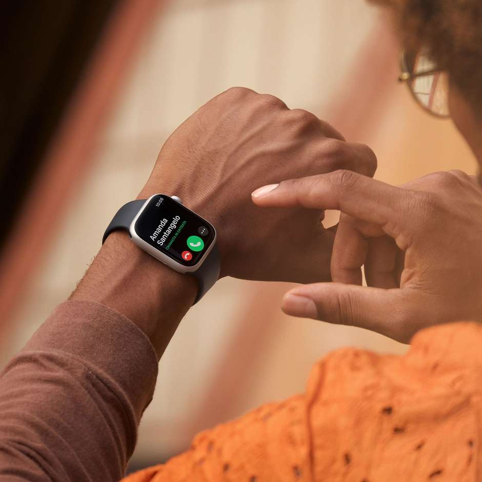 Apple Watch Series 8 GPS 45mm Cassa Alluminio Argento con Cinturino Sport Bianco (MP6N3TY/A)