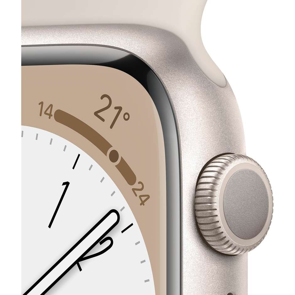 Apple Watch Series 8 GPS 45mm Cassa Alluminio Galassia con Cinturino Sport Galassia (MNP23TY/A)