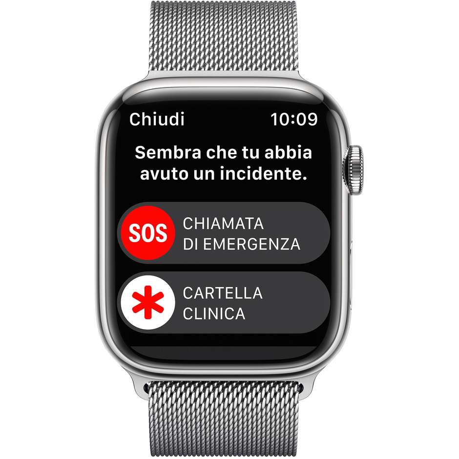 Apple Watch Series 8 GPS + Cellular 45mm Cassa Acciaio Argento con Bracciale Milanese Argento