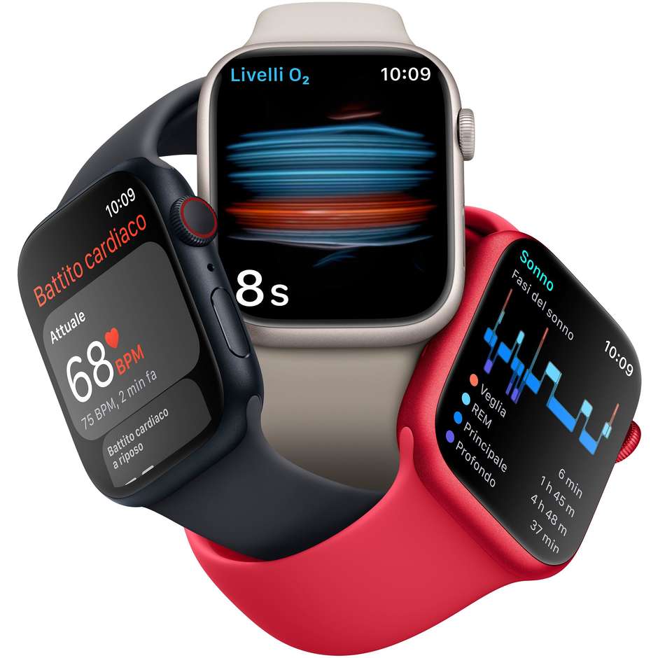 Apple Watch Series 8 GPS + Cellular 45mm Cassa Acciaio Grafite con Cinturino Sport Nero