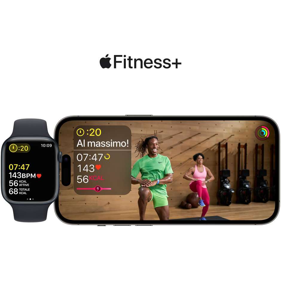 Apple Watch Series 8 GPS + Cellular 45mm Cassa Acciaio Grafite con Cinturino Sport Nero