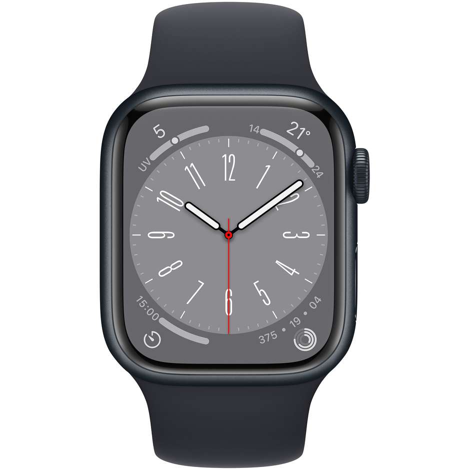 Apple Watch Series 8 SmartWatch 41mm GPS + Cellular colore nero con cinturino nero