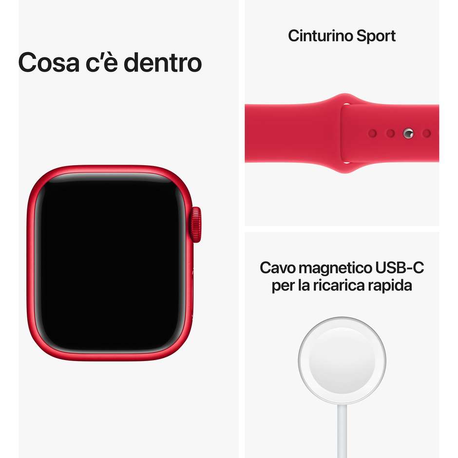 Apple Watch Series 8 Smartwath GPS + Cellular 41 mm colore Rosso con cinturino sport rosso