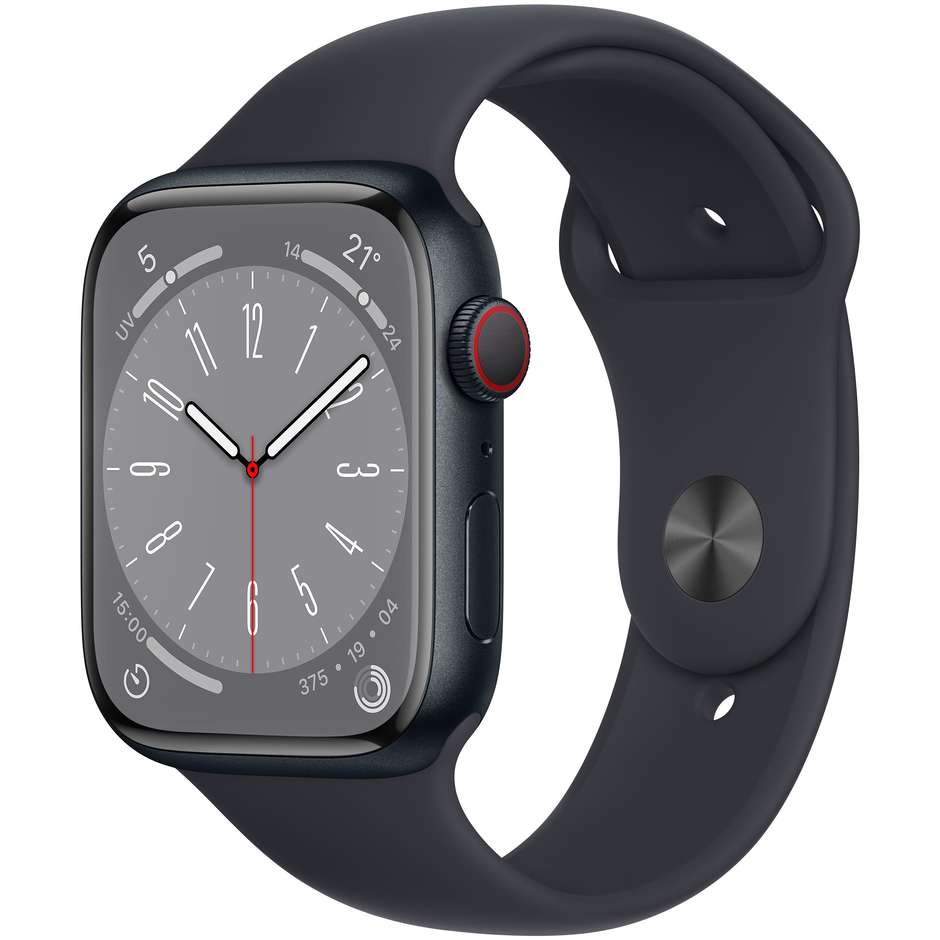 Apple Watch Series 8 Smartwath GPS + Cellular 45 mm colore Nero con cinturino sport nero
