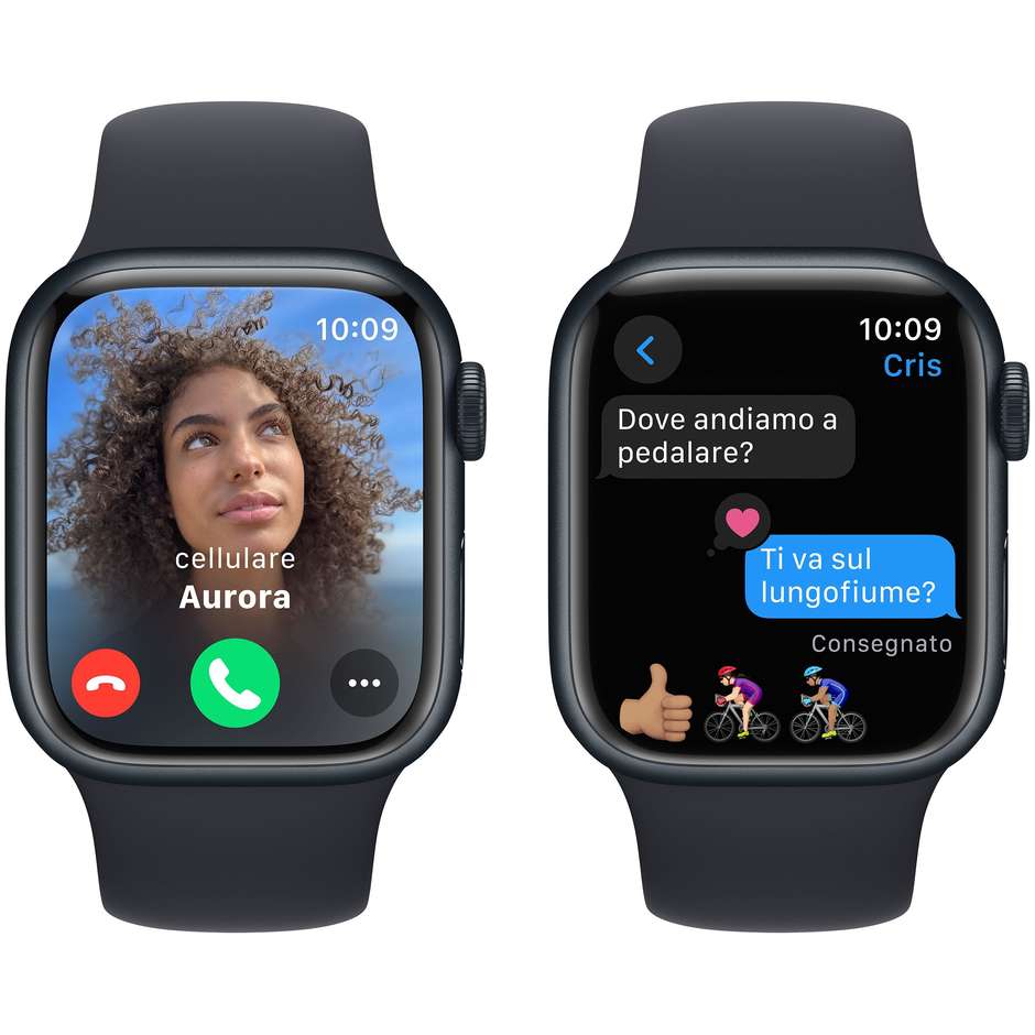 Apple Watch Series 9 GPS Cassa 41mm in Alluminio Mezzanotte con Cinturino Sport Mezzanotte - S/M