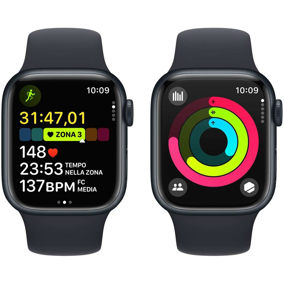 Apple Watch Series 9 GPS Cassa 41mm in Alluminio Mezzanotte con Cinturino Sport Mezzanotte - S/M