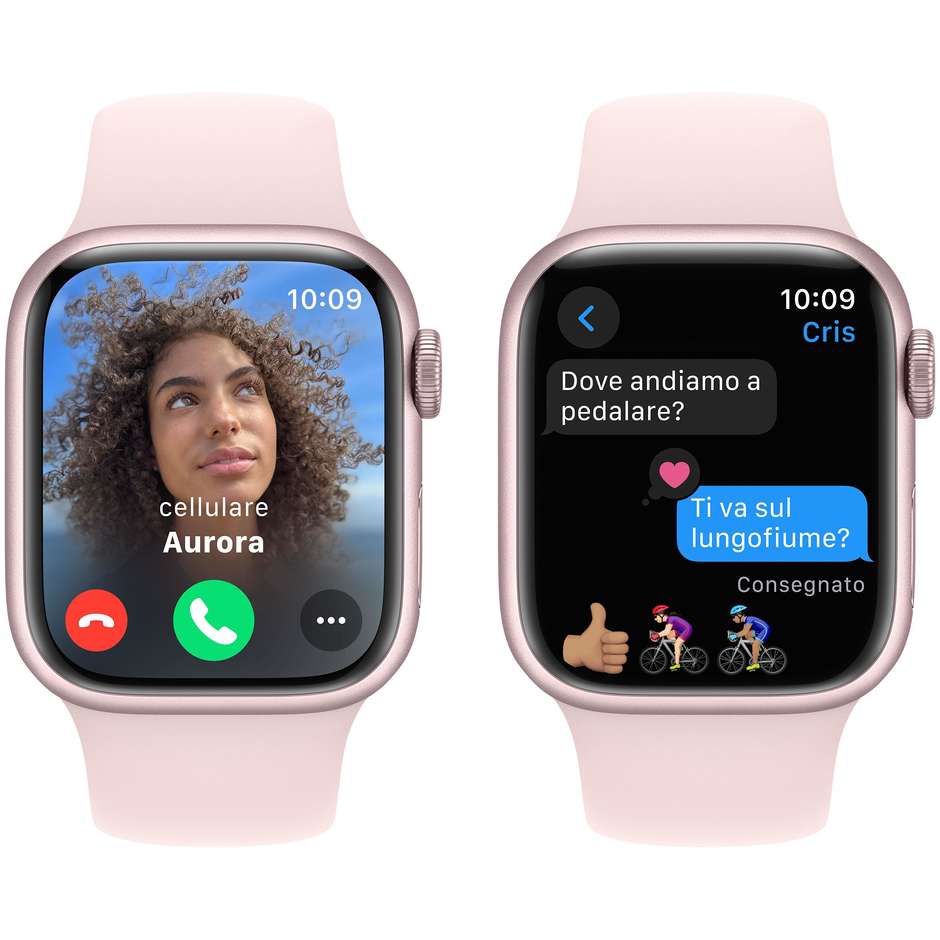 Apple Watch Series 9 GPS Cassa 41mm in Alluminio Rosa con Cinturino Rosa - S/M