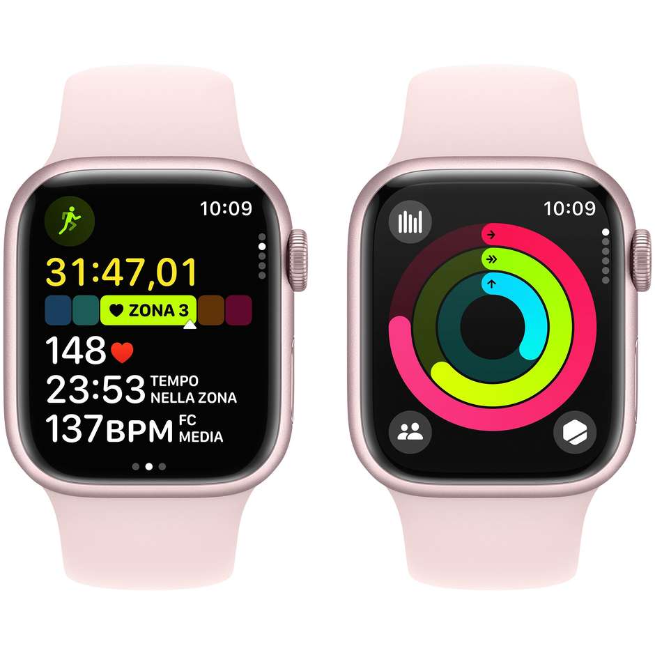 Apple Watch Series 9 GPS Cassa 41mm in Alluminio Rosa con Cinturino Rosa - S/M