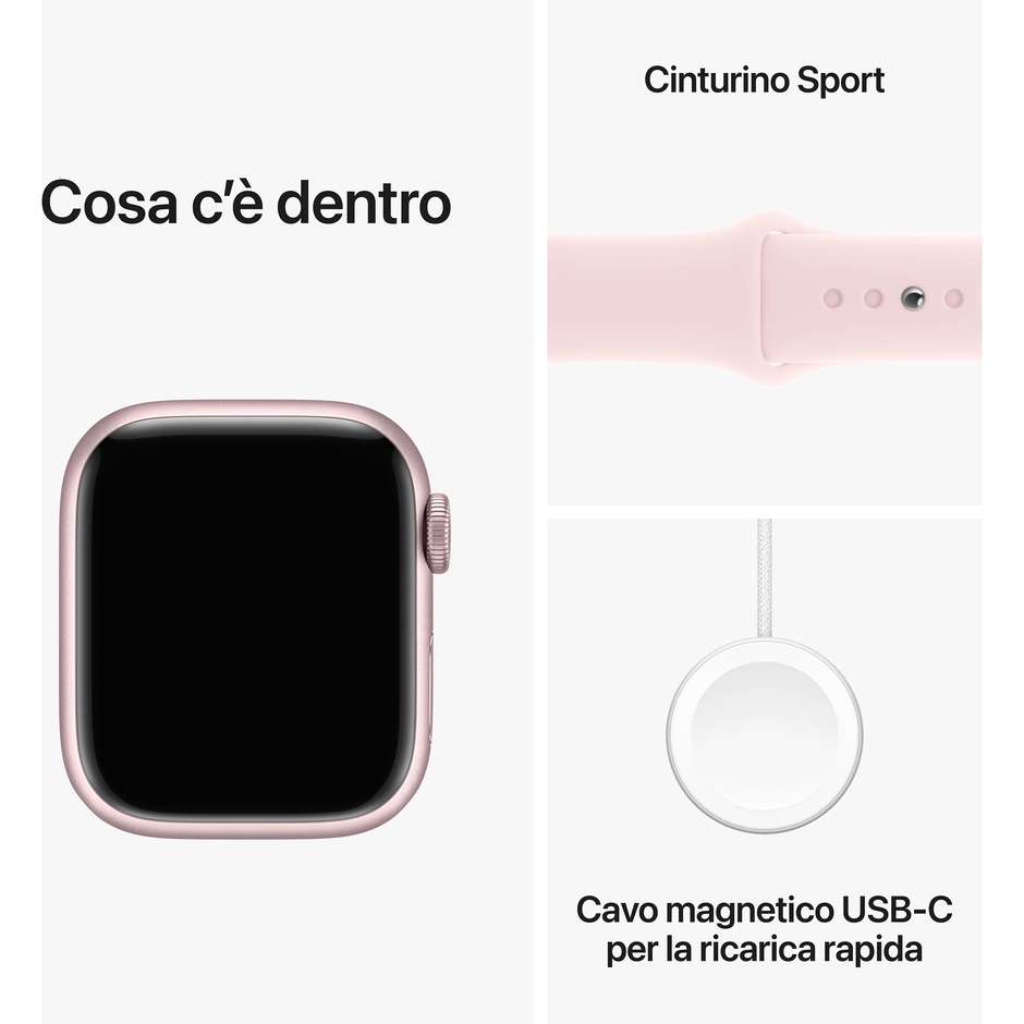 Apple Watch Series 9 GPS Cassa 41mm in Alluminio Rosa con Cinturino Rosa - S/M