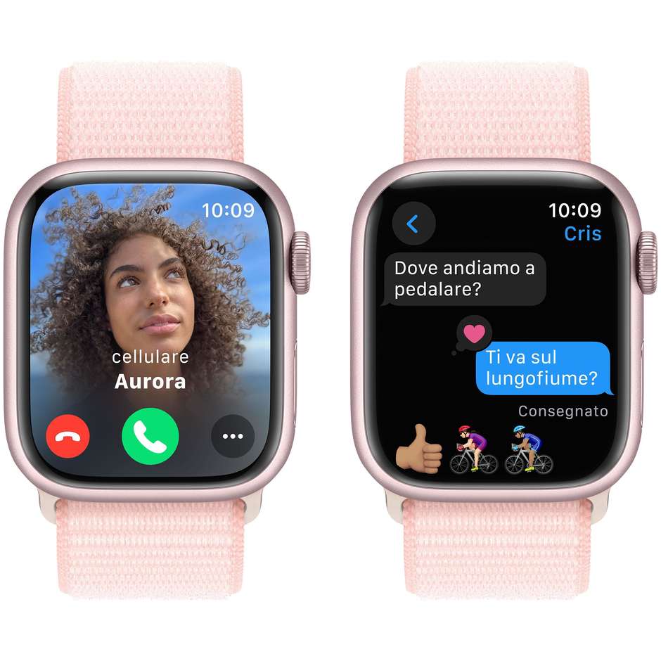 Apple Watch Series 9 GPS Cassa 41mm in Alluminio Rosa con Cinturino Sport Loop Rosa Confetto