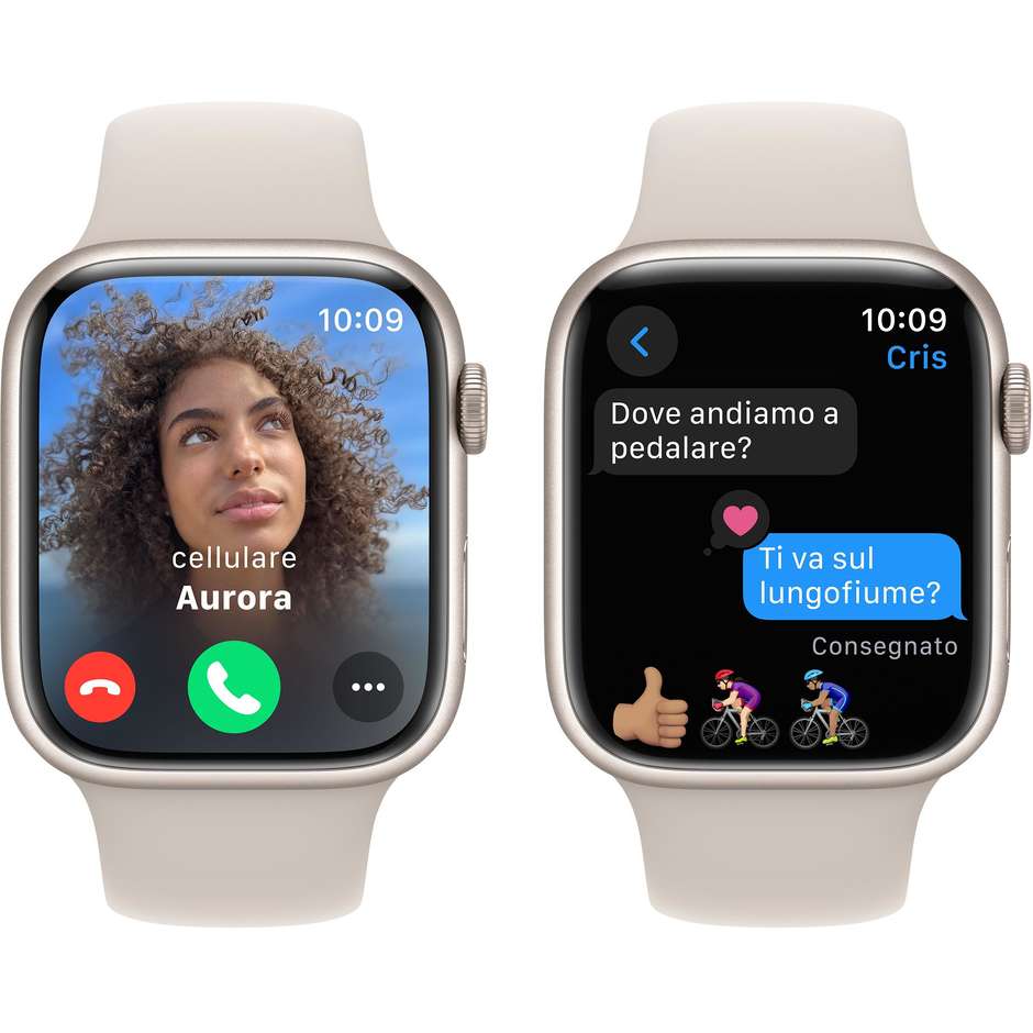 Apple Watch Series 9 GPS Cassa 45mm in Alluminio Galassia con Cinturino Sport Galassia - S/M