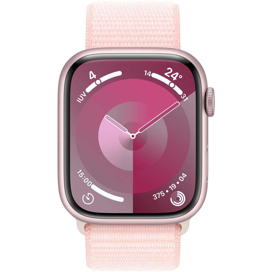 Apple Watch Series 9 GPS Cassa 45mm in Alluminio Rosa con Cinturino Sport Loop Rosa Confetto