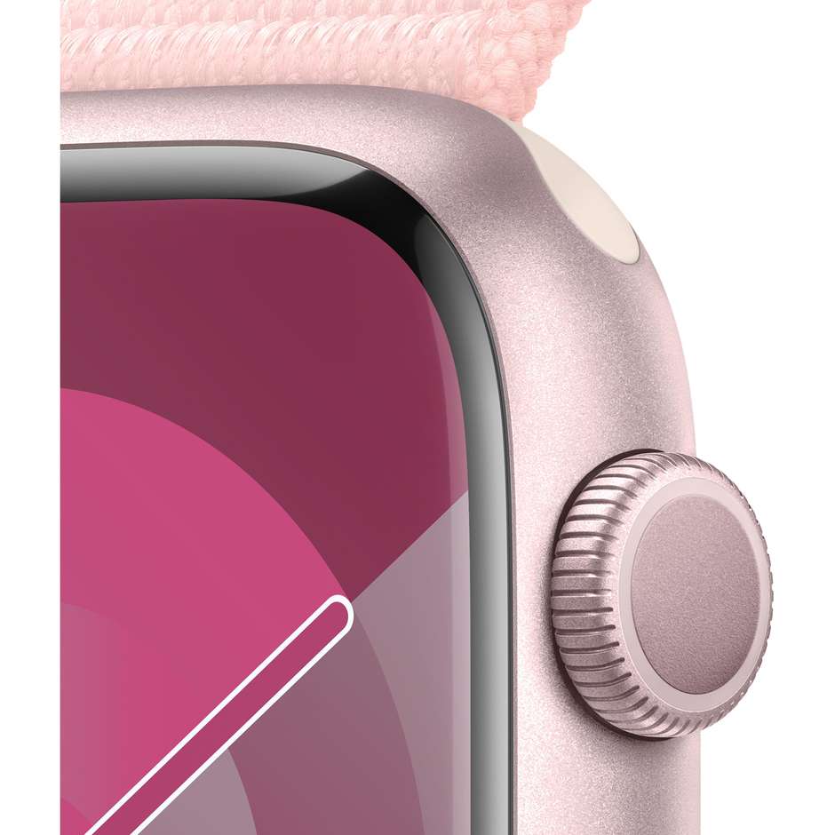 Apple Watch Series 9 GPS Cassa 45mm in Alluminio Rosa con Cinturino Sport Loop Rosa Confetto