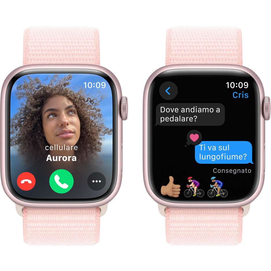 Apple Watch Series 9 GPS Cassa 45mm in Alluminio Rosa con Cinturino Sport Loop Rosa Confetto