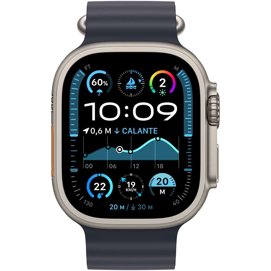 Apple Watch Ultra 2 GPS + Cellular 49mm Cassa in Titanio Colore Naturale con cinturino Navy Ocean Band