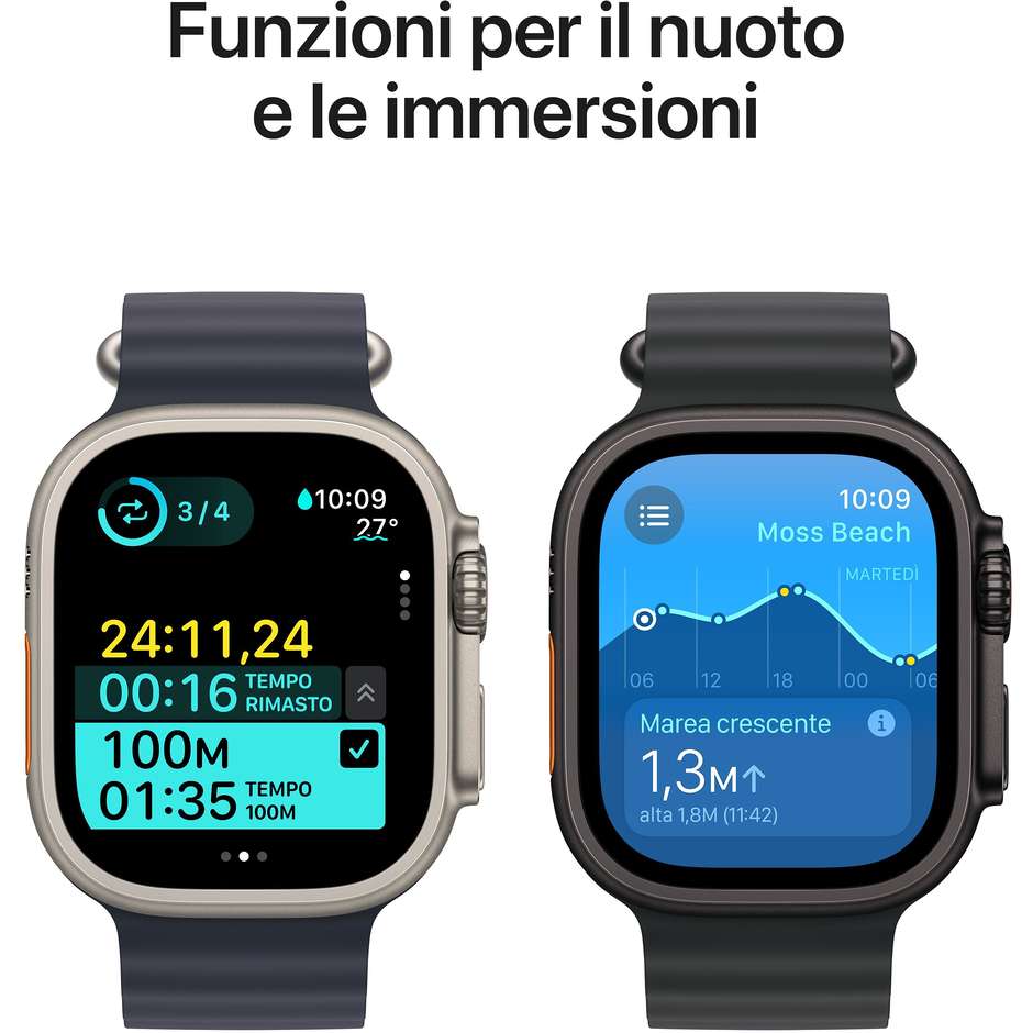 Apple Watch Ultra 2 GPS + Cellular 49mm Cassa in Titanio Colore Naturale con cinturino Navy Ocean Band