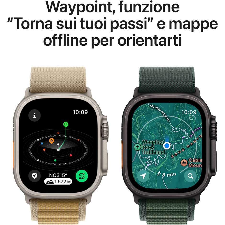 Apple Watch Ultra 2 GPS + Cellular 49mm Cassa in Titanio Colore Naturale con cinturino Navy Ocean Band