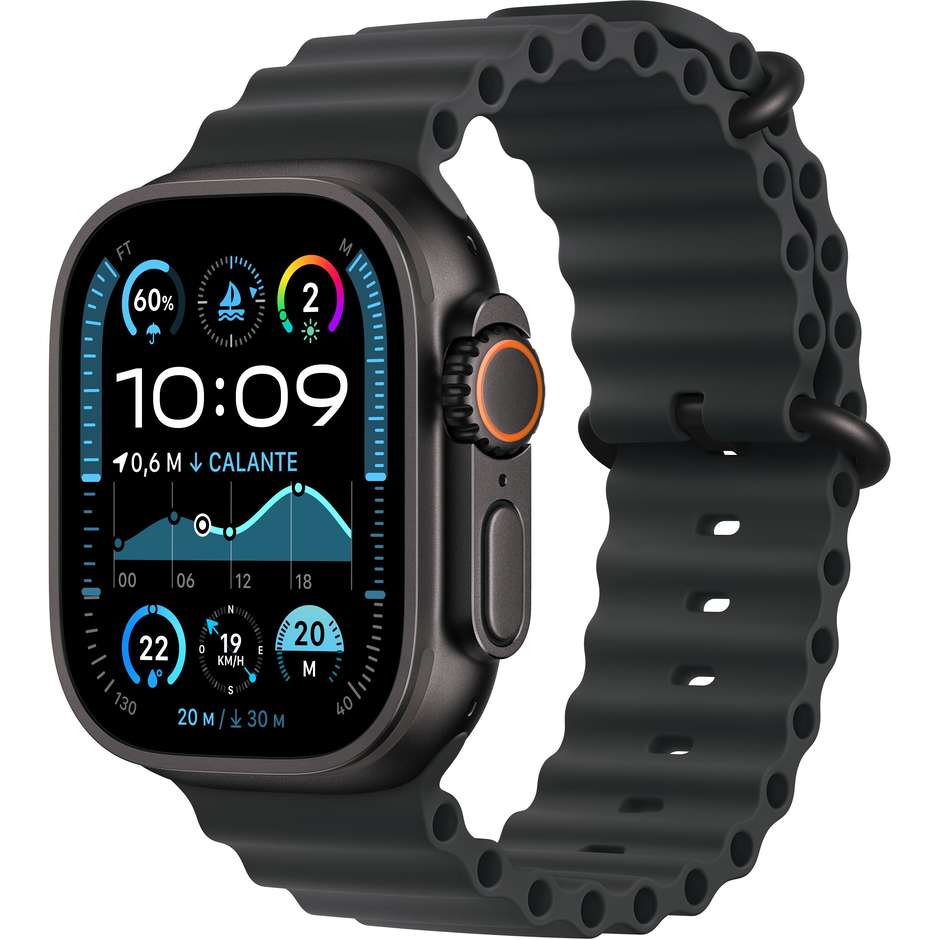 Apple Watch Ultra 2 GPS + Cellular 49mm Cassa in Titanio Colore Nero con cinturino Nero Ocean Band