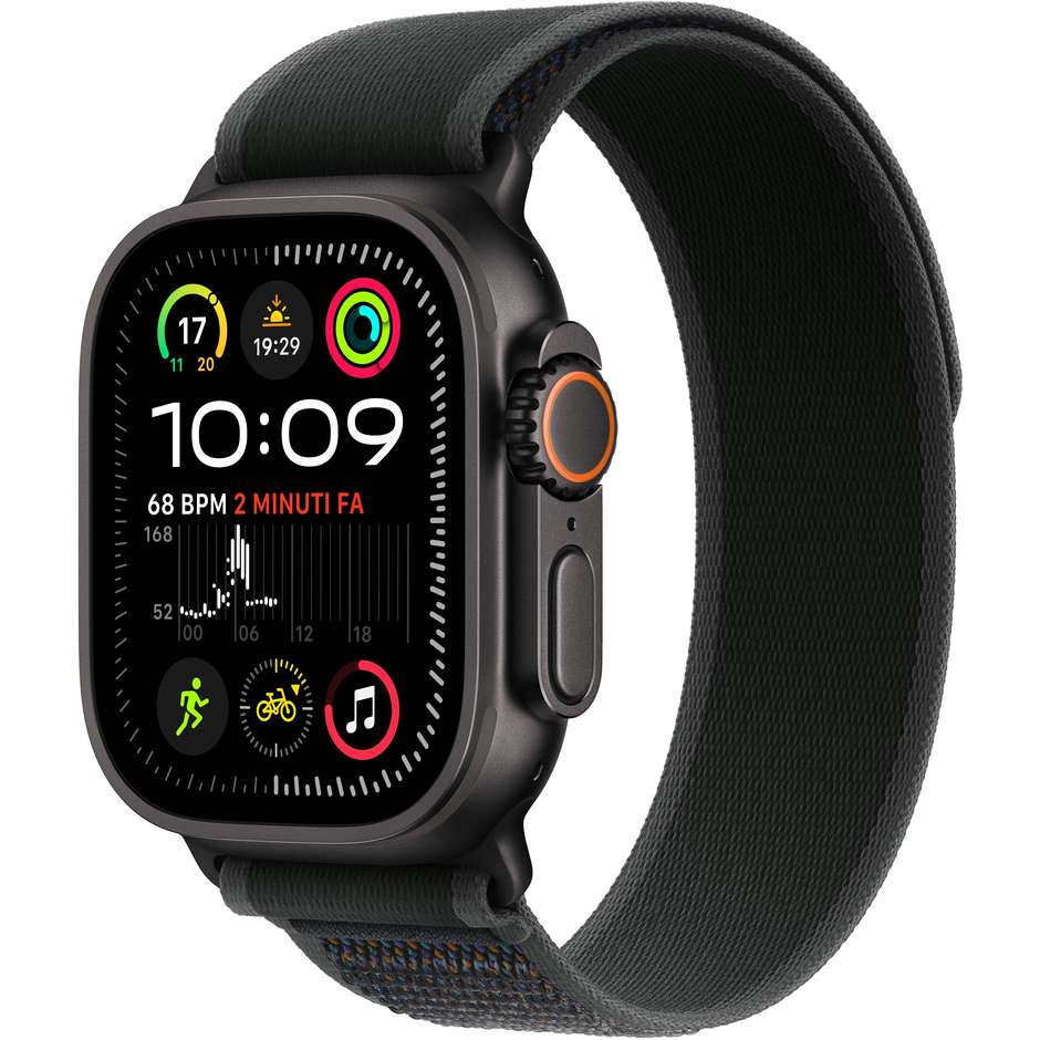 Apple Watch Ultra 2 GPS + Cellular 49mm Cassa in Titanio Colore Nero con cinturino  Nero Trail Loop - M/L