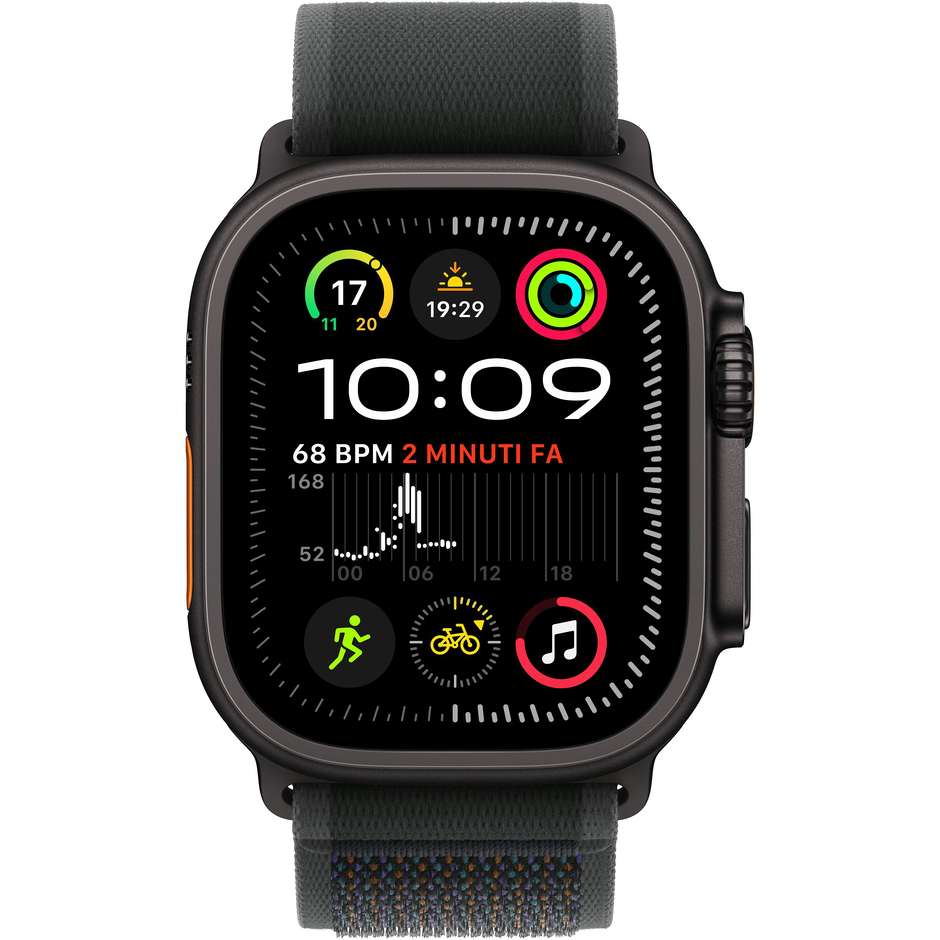 Apple Watch Ultra 2 GPS + Cellular 49mm Cassa in Titanio Colore Nero con cinturino  Nero Trail Loop - M/L