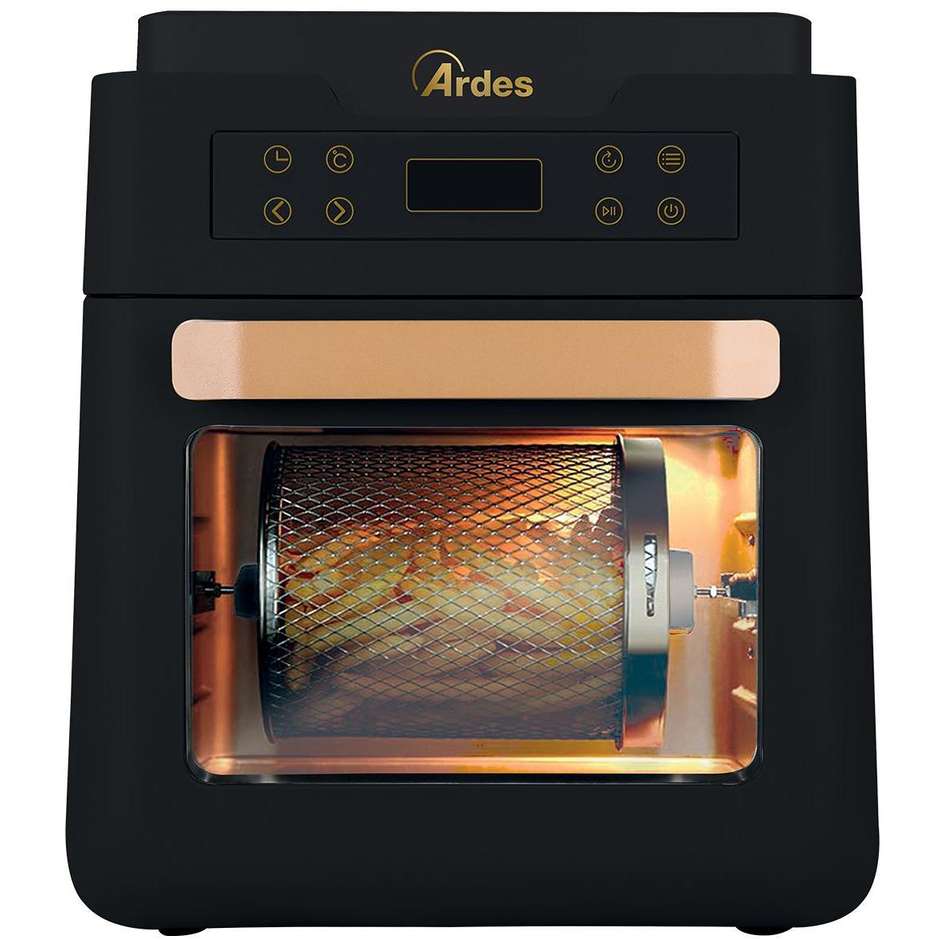 ARDES AR1K3000 Friggitrice ad Aria Calda e Fornetto Ibrido Capacita 12 Lt + Accessori Potenza 1700 W Colore Nero