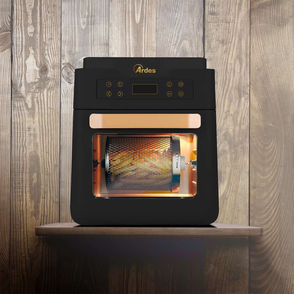 ARDES AR1K3000 Friggitrice ad Aria Calda e Fornetto Ibrido Capacita 12 Lt + Accessori Potenza 1700 W Colore Nero
