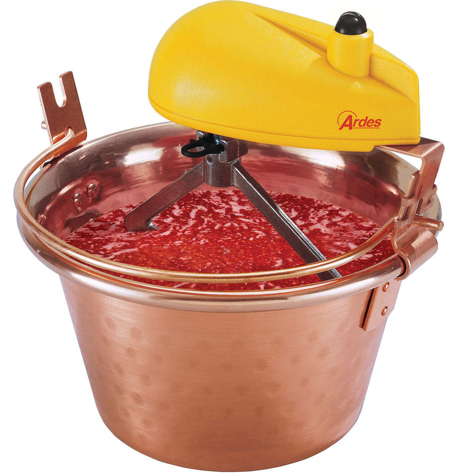 Ardes AR2480 Paiolo Elettrico in Rame Massiccio Ø 28 cm con Motore Mescolatore per Polenta 12 Persone