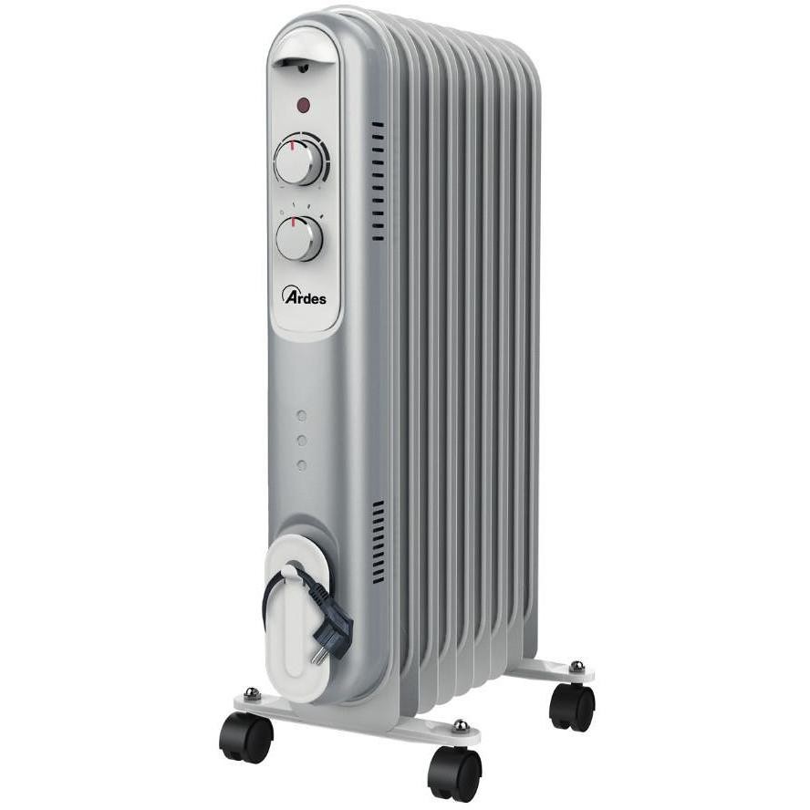Ardes AR4R09S Radiatore Elettrico ad Olio 9 Elementi 2000 W con Termostato e Ruote Grigio