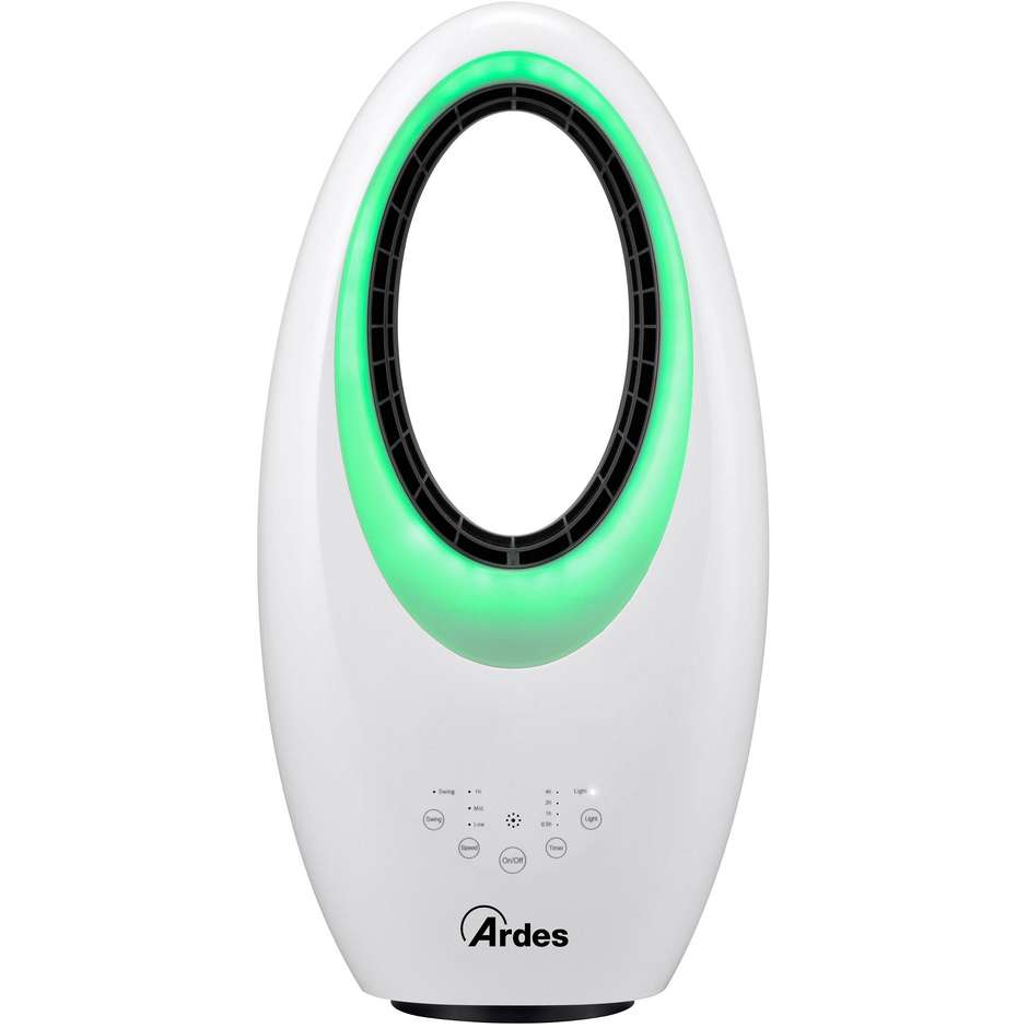 Ardes AR5BL1 Muna Bladeless Ventilatore senza pale con timer 7,5 h e telecomando colore bianco