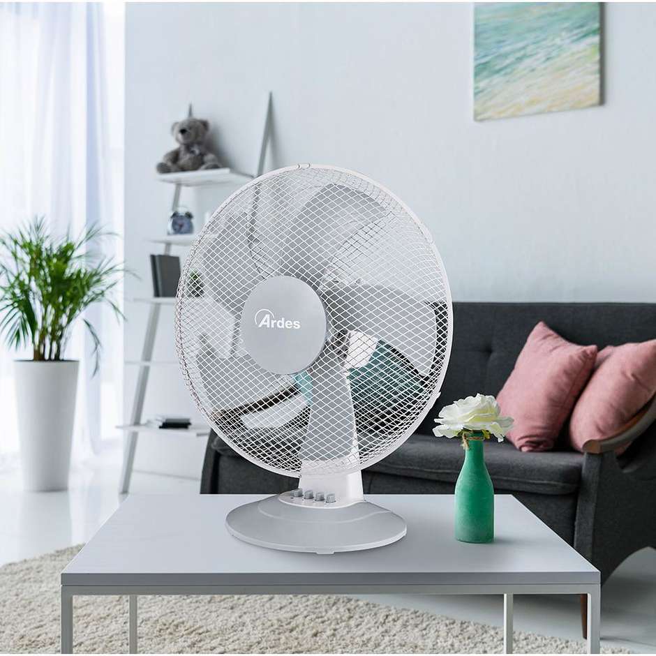 Ardes AR5ST40W Ventilatore da Tavolo 40 cm 5 Pale 40 W 3 Velocità Bianco