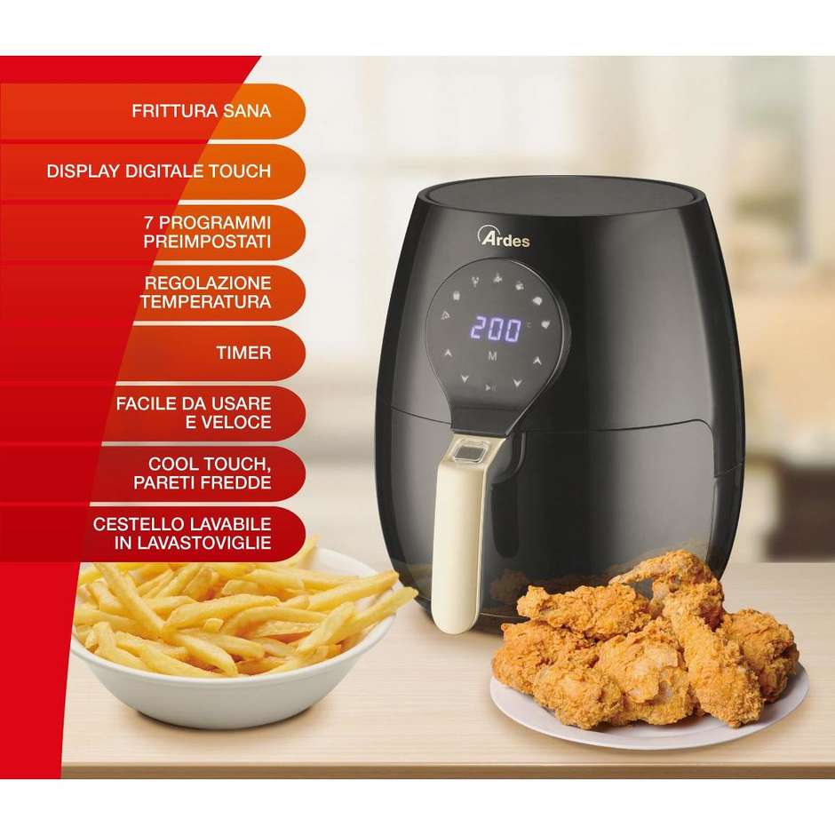 Ardes Eldorada Maxi AR1K33 Friggitrice ad Aria 5 L Rapid Air Nero
