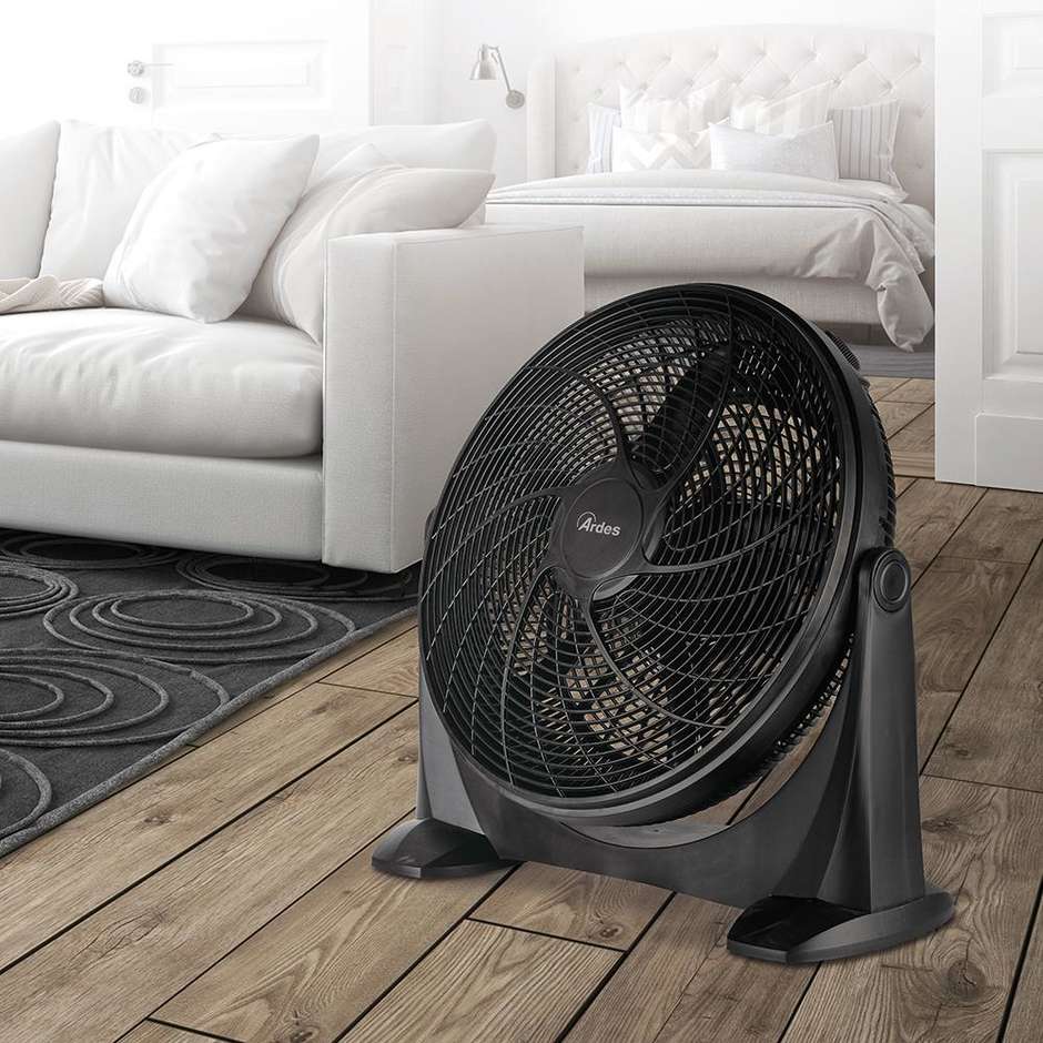 Ardes Ventilatore da tavolo diametro 50 cm 5 pale griglia a raggiera orientabile e rotante a 360° Colore Nero