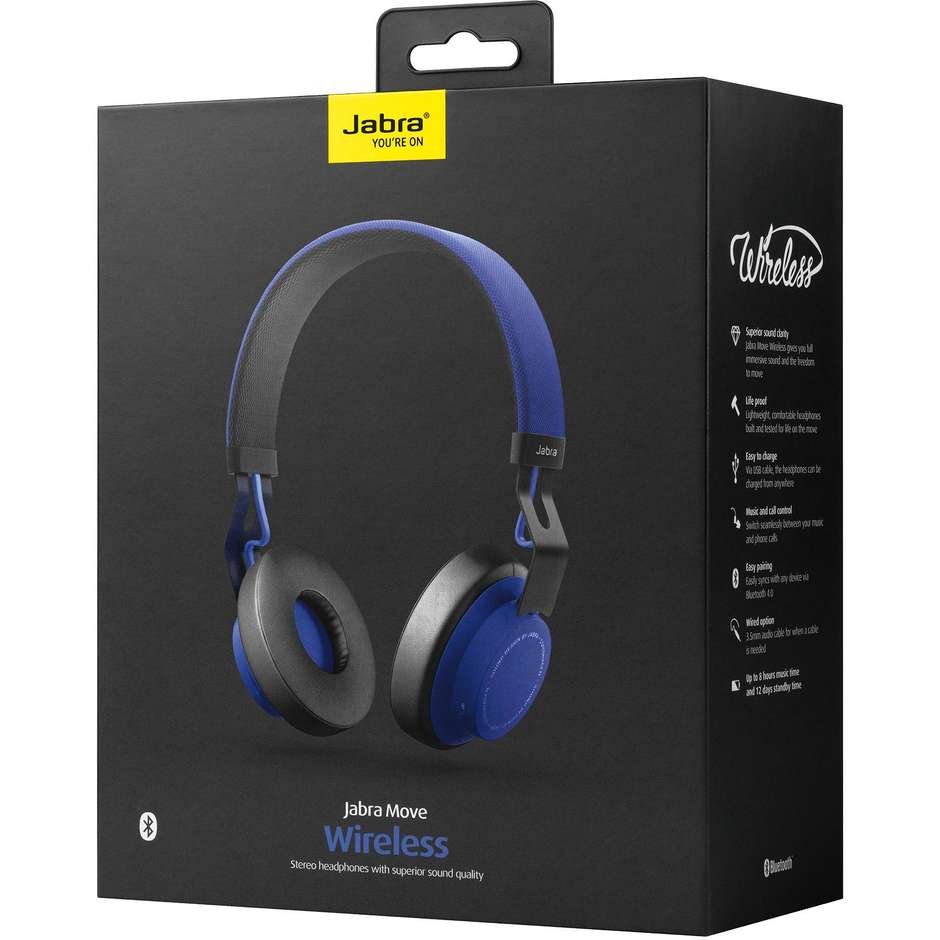 Area MOVEBLUE Cuffie Wireless Bluetooth ad Alta Risoluzione Nero
