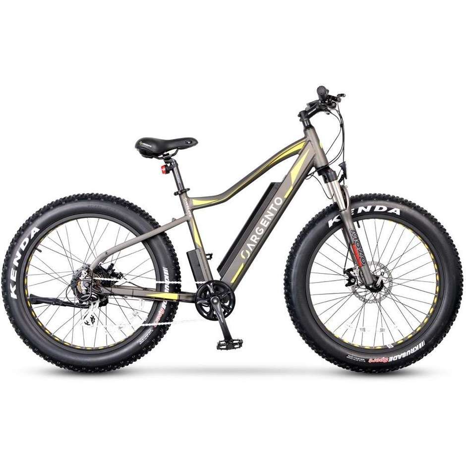Argento Bike Elephant E-Bike Fat bike velocità max 25 km/h autonomia max 80 km colore grigio e giallo