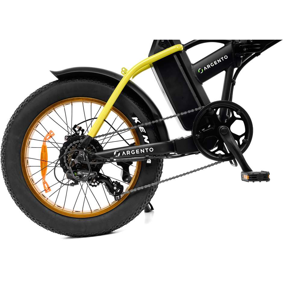 Argento Bike MINIMAXFLUO E-Bike Pieghevole Ruote 20" Potenza 250 W Vel Max 25 Km/h Autonomia 70 Km colore nero e fluo